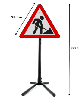 Pastatomas, mobilus, surenkamas kelio ženklas "Kelio Darbai"