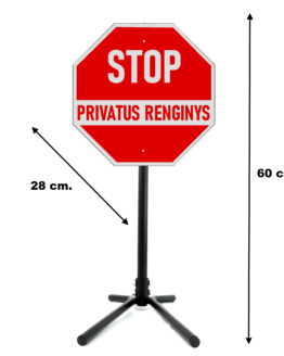 Pastatomas, mobilus, surenkamas kelio ženklas "Privatus Renginys"