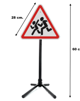 Pastatomas, mobilus, surenkamas kelio ženklas "Atsargiai Vaikai"