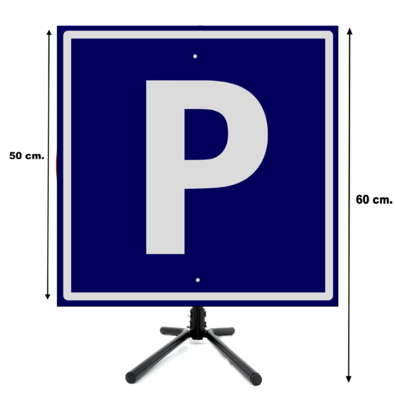 Pastatomas Ženklas "Stovėjimo Vieta". Šviesą atspindintis, todėl ryškiai matomas tamsiu paros metu priartėjus automobiliui su šviesomis ar prožektoriumi. Tvirtas, lengvas, atsparus įvairioms oro sąlygoms, tinkamas naudoti lauke ir viduje. Greitai ir paprastai surenkamas 60cm. aukščio stovas. Tvirta, lengva 3mm. storio, 28 arba 50cm. pločio lentelė.