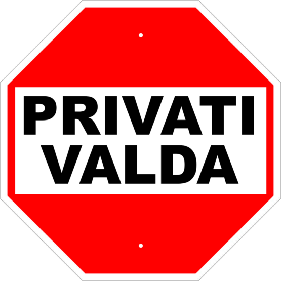 Įkalamas ženklas "Privati valda"