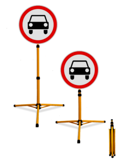Pastatomas Teleskopinis Ženklas "Eismas Draudžiamas". Šviesą atspindintis, todėl ryškiai matomas tamsiu paros metu priartėjus automobiliui su šviesomis ar prožektoriumi. Tvirtas, lengvas, atsparus įvairioms oro sąlygoms, tinkamas naudoti lauke ir viduje. Greitai ir paprastai išskleidžiamas 140cm. aukščio ženklas. Tvirtas, lengvas, 3mm. storio, 50cm. pločio ženklas.