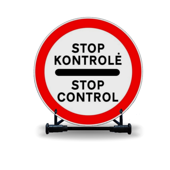 Sulankstomas kelio ženklas "STOP KONTROLĖ"