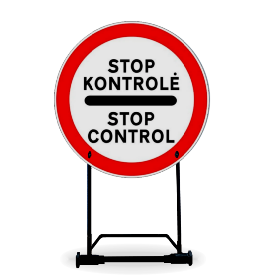 Sulankstomas kelio ženklas "STOP KONTROLĖ"