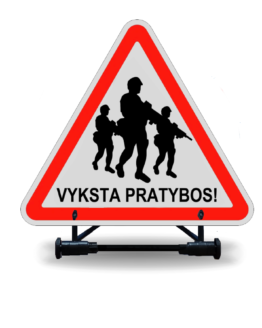 Sulankstomas kelio ženklas "Vyksta Karinės Pratybos"