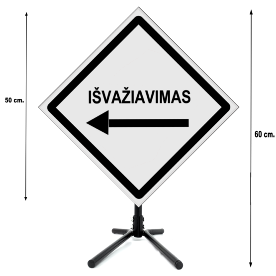 Pastatomas ženklas "Išvažiavimas" į kairę