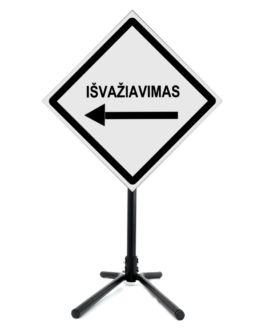 Pastatomas ženklas "Išvažiavimas" į kairę