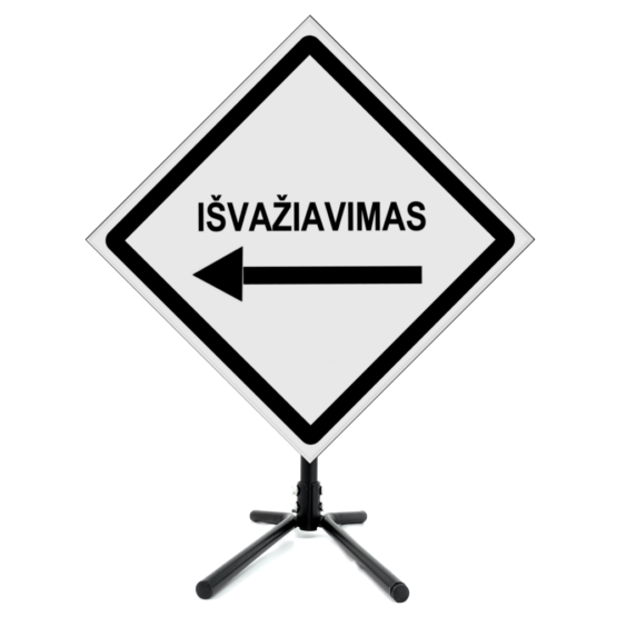 Pastatomas ženklas "Išvažiavimas" į kairę