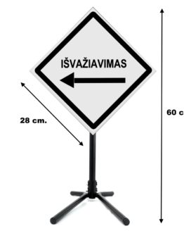 Pastatomas ženklas "Išvažiavimas" į kairę