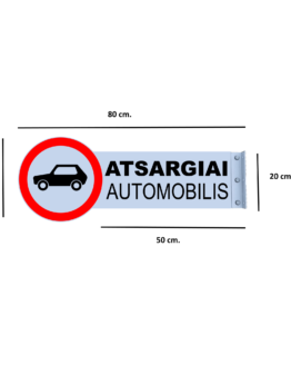 Šoninis Kelio Ženklas "Atsargiai Automobilis" kairė.