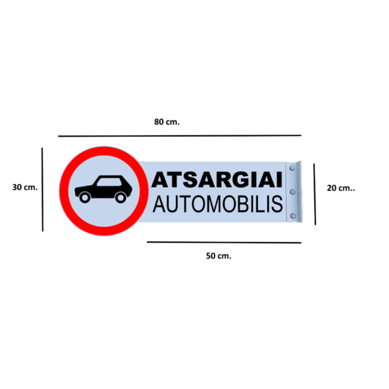 Šoninis Kelio Ženklas "Atsargiai Automobilis" kairė.