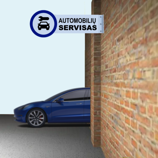 Šoninis Kelio Ženklas "Automobilių Servisas" kairė